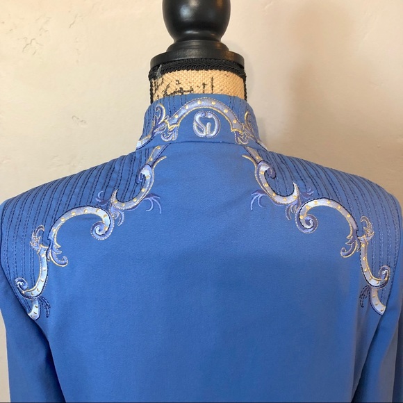 St. John Sport Blue Embroidered Zip Up Jacket Sz S - Picture 3 of 8